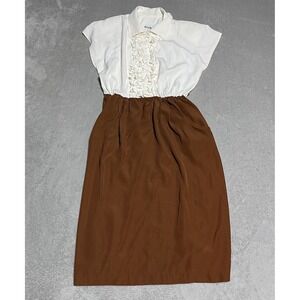 Vintage BGB Ltd Dress Womens 8 High Neck Ruffle Front Secretary Office USA